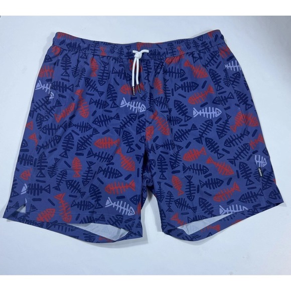 Maamgic Other - Maamgic Swim Trunks Mens XL Blue 5.5" Tropical Compression Liner Fish bones